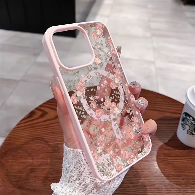 Clear Shockproof Bumper Case - Różowe, przezroczyste, magnetyczne etui na telefon